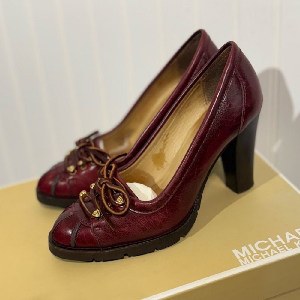Michael Kors Burgundy Lace Up Heels in 8.5